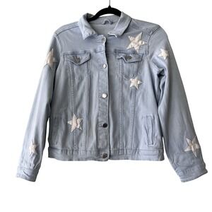 Wonder Nation Girls Denim Jacket Kids  Light Blue Star Patch Size XL (14-16)